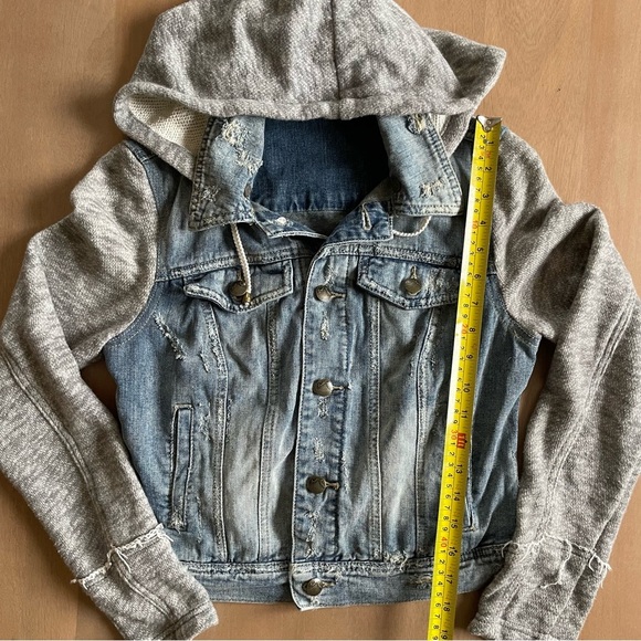 Free People Knit Hooded Denim Jacket - Picture 10 of 13